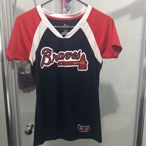 Atlanta Braves women jersey style shirt.